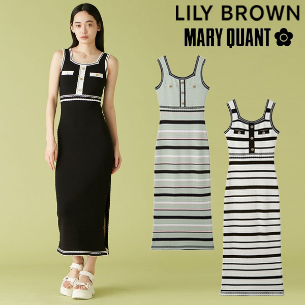 【即納】 リリーブラウン LILY BROWN ワンピース 25夏 【LILY BROWN×MARY QUANT】ニットワンピース ノースリーブ ロング丈 マリクワ コラボ lwno254014のサムネイル