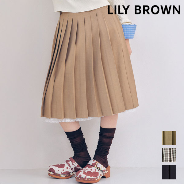 Rakuten - 【スーパーセール10%OFF】【即納】 リリー ブラウン LILY BROWN ボトムス 26春夏 ベルト付きレースプリーツスカート ミドル丈 プリーツ ベルト lwfs261167