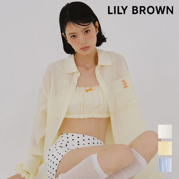 樂天商城 - 【新作10%OFF】リリー ブラウン LILY BROWN トップス 26春夏 【Lily Bear】シュシュセットシアーシャツ 4月下旬～5月中旬予約 ミドル丈 長袖 セットアイテム lwfb262057
