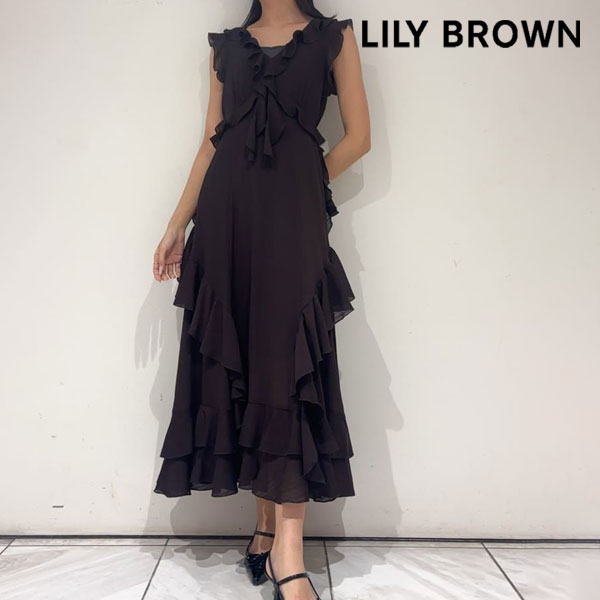 Rakuten - 【SALE10%OFF】【即納】 リリー ブラウン LILY BROWN ワンピース 26春夏 ラッフルフリルフレアワンピース ノースリーブ マキシ丈 ドット無地 lwfo261173