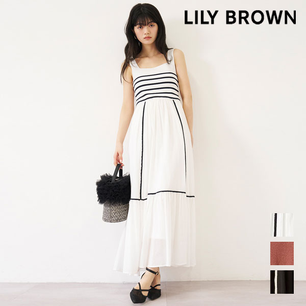 樂天商城 - 【新作10%OFF】リリー ブラウン LILY BROWN ワンピース 26春夏 【ウォッシャブル】ニットドッキングワンピース 5月中旬～6月上旬予約 マキシ丈 ノースリーブ lwno262109