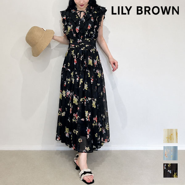Rakuten - 【スーパーセール10%OFF】【即納】 リリーブラウン LILY BROWN ワンピース 26春夏 フラワープリントプリーツワンピース ノースリーブ マキシ丈 フリル lwfo262041