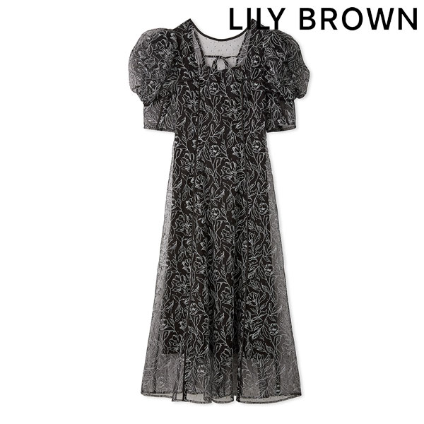 Lily Brown フラワー刺繍ワンピース LWFQ201153 グレー - メルカリ