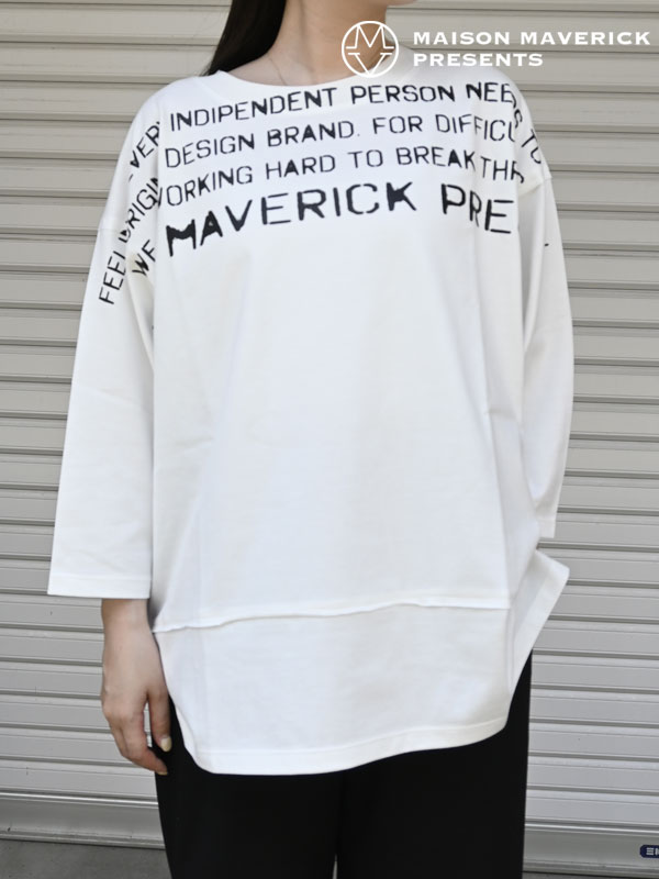 メゾン・マヴェリック MAISON MAVERICK トップス MAVERICK Typography Printed Tee 半袖 ミドル丈 Tシャツ ロゴ mm5160