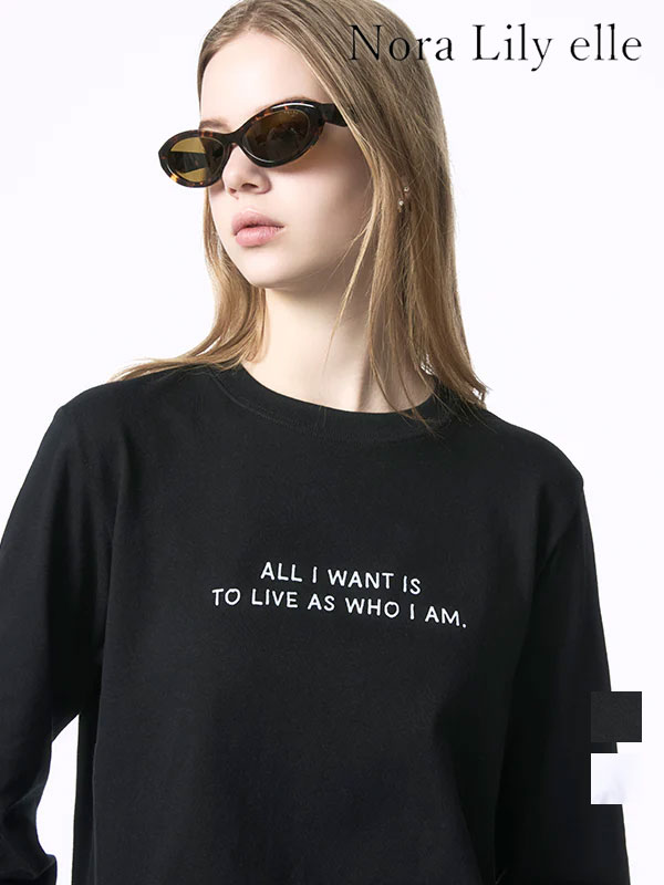 Rakuten - 【SALE30%OFF】【即納】Nora Lily ノラリリー トップス 「elle」All i want is to live as who i am. L/S Tee オールアイウォントイズトゥリブアズフーアイアムロングスリーブティー 長袖 ミドル丈 226220013 26春夏