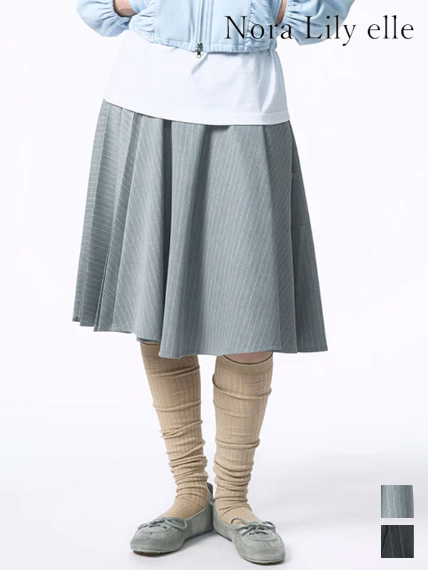 樂天商城 - 【SALE10%OFF】【即納】Nora Lily ノラリリー ボトムス 「elle」Pin Stripe Half Switching Pleated Skirt エルピンストライプハーフスイッチングプリーツドスカート ハーフ丈 226260004 26春夏