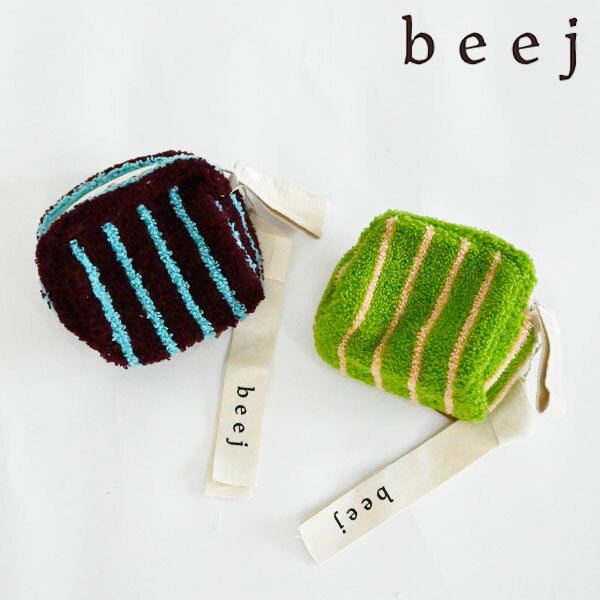 Rakuten - 【即納】 beej ビージ 小物 Loop mini porch charm ループミニポーチチャーム ストライプ タオル生地 ギフト it009