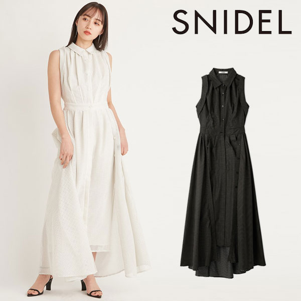 【SPRING SALE50%OFF】 【即納】 スナイデル SNIDEL ノースリフィッシュテールシャツワンピース ノースリーブ ロング丈 swfo232062