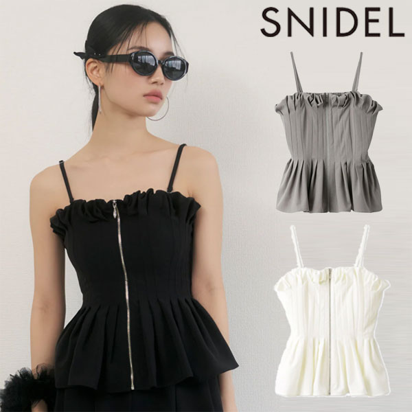 【先行予約特典!!!10%OFF】 スナイデル SNIDEL トップス 24春夏 タックペプラムベアTOPS 一部7月上旬～中旬予約 ミドル丈 キャミソール swfb244013のサムネイル