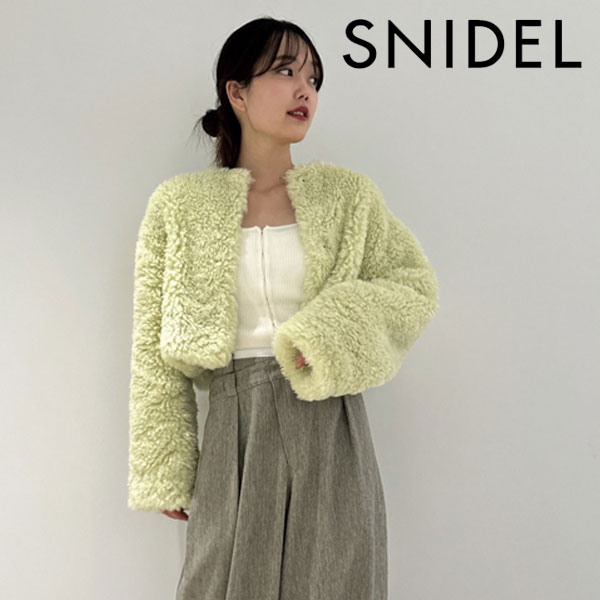 スナイデル アウター レディース 【SUMMER SALE50%OFF】【即納】 スナイデル SNIDEL アウター 23winter Sustainableショートボアコート ショート丈 長袖 ノーカラー swfc235030 23秋冬