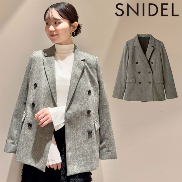 【SALE10%OFF】【即納】 スナイデル SNIDEL アウター 24秋冬 ダブルジャケット ミドル丈 長袖 テーラードジャケット swfj244076