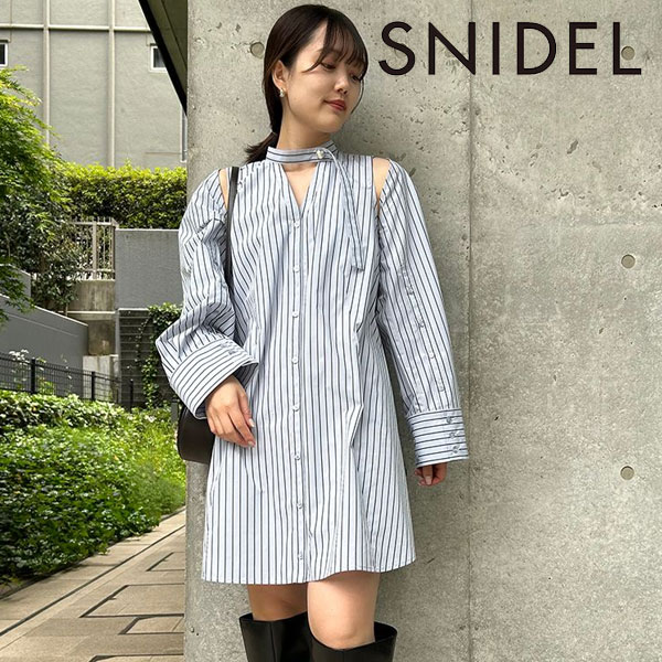 【SPRING SALE50%OFF】 【即納】 スナイデル SNIDEL 23winter Sustainable2wayシャツミニワンピース ドレス ショート丈 長袖 swfo234109 23秋冬