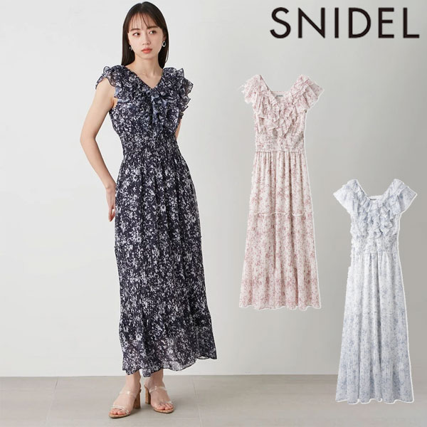  スナイデル SNIDEL ワンピース 24春夏 Sustainableプリーツフリルワンピース 5月下旬～6月中旬予約 ノースリーブ ロング丈 ドレス swfo242065