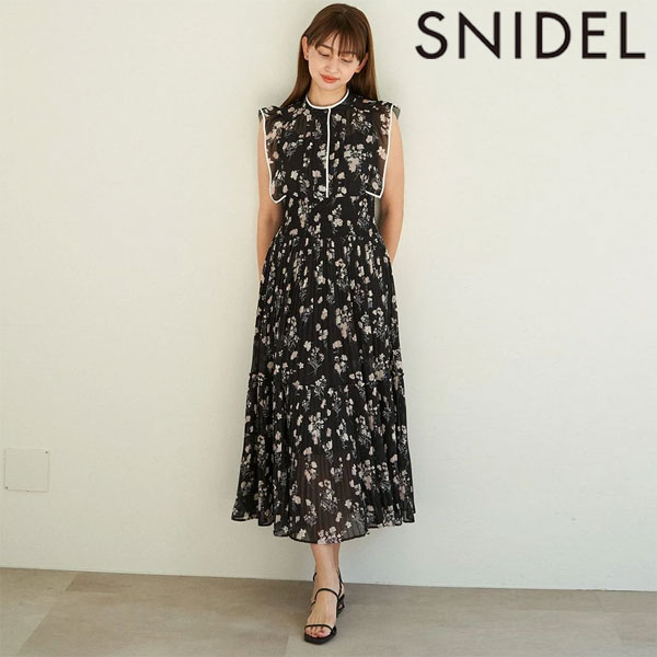 【先行予約特典!!!10%OFF】 スナイデル SNIDEL ワンピース 24春夏 Sustainableバイカラープリーツワンピース 6月中旬～7月上旬予約 ノースリーブ ロング丈 ドレス swfo244003のサムネイル