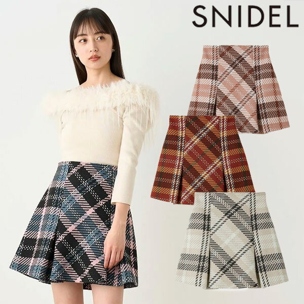 【先行予約特典!!!10%OFF】 スナイデル SNIDEL ボトムス 24秋冬 ロービングチェックミニスカート 9月中旬〜11月中旬予約 ミニ丈 swfs244086のサムネイル