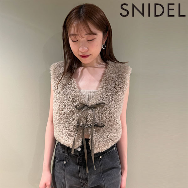 【SALE20%OFF】【即納】 スナイデル SNIDEL アウター 24秋冬 ファージレ ショート丈 ノースリーブ ベスト リボン swfv244088のサムネイル