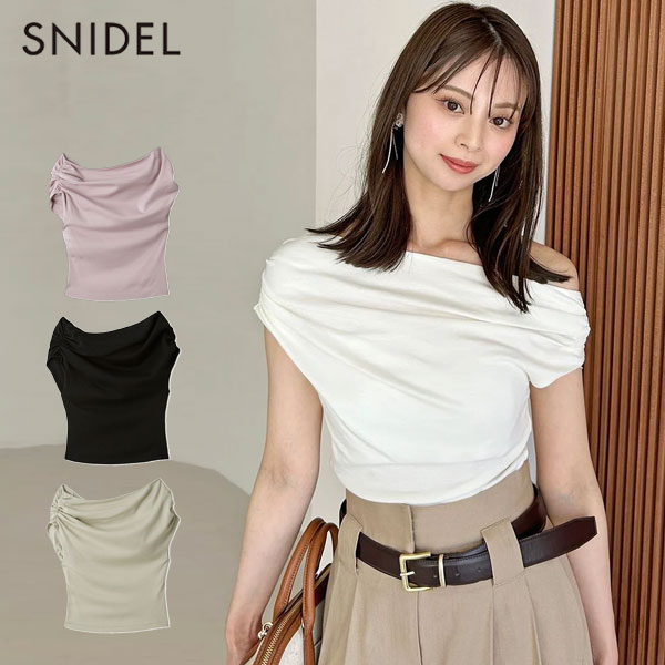 【即納】 スナイデル SNIDEL トップス 25春夏 ルーズネックカットプルオーバー 半袖 オフショルダー ミドル丈 swct252131のサムネイル