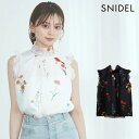 【新作10%OFF】【即納】 スナイデル SNIDEL トップス 25春夏 ノースリバックリボンプリントブラウス ミドル丈 ノースリーブ 花柄 swfb252192(4)