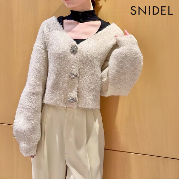 樂天商城 - 【新生活応援セール50%OFF】【即納】 スナイデル SNIDEL トップス ビジューリボンショートカーディガン ショート丈 長袖 swnt255109