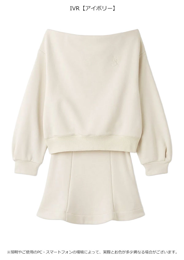 【スプリングセール50%OFF】【即納】 スナイデル SNIDEL セットアップ Sustainableオフショルスウェットミニセット 長袖 ミニ丈 スカート swco255082