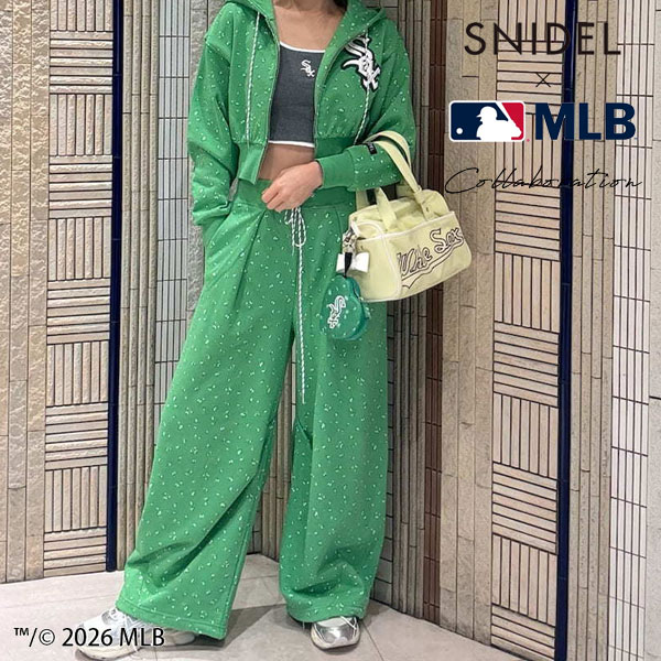 樂天商城 - 【即納】 スナイデル SNIDEL パンツ 26春夏 【MLB】Sustainableスウェットワイドパンツ コラボ セットアップ フルレングス swcp261088