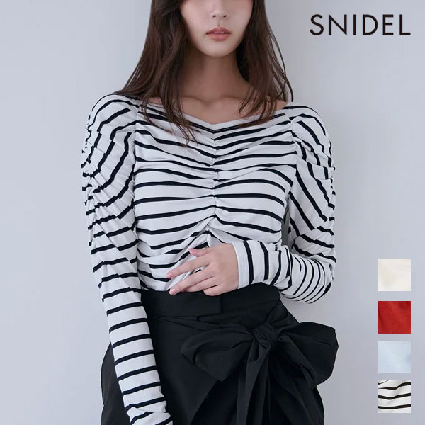 樂天商城 - 【新生活応援セール10%OFF】【即納】スナイデル SNIDEL トップス 25秋冬 ギャザーカットプルオーバー 長袖 タイト カットソー swct261207