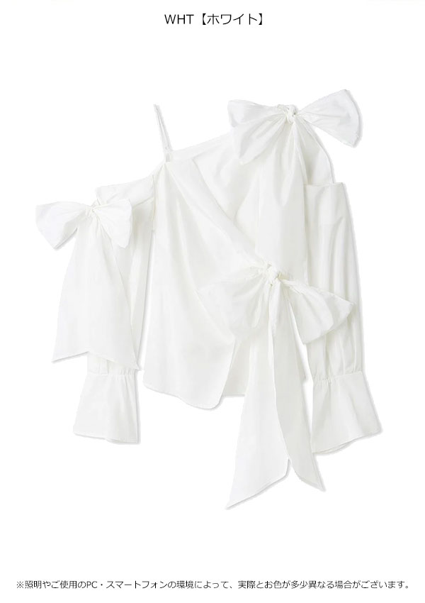 【スプリングセール10%OFF】【即納】 スナイデル SNIDEL トップス リボンデザインブラウス 長袖 ミドル丈 ワンショル アシンメトリー swfb261059
