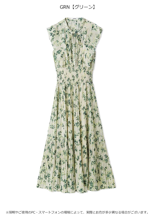 【スプリングセール10%OFF】【即納】スナイデル SNIDEL ワンピース 26春夏 Sustainableフリルワンピース 長袖 ロング丈 ノースリーブ プリント swfo261069