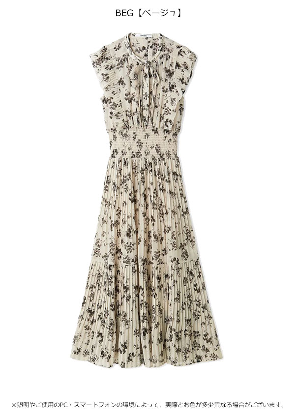 【スプリングセール10%OFF】【即納】スナイデル SNIDEL ワンピース 26春夏 Sustainableフリルワンピース 長袖 ロング丈 ノースリーブ プリント swfo261069