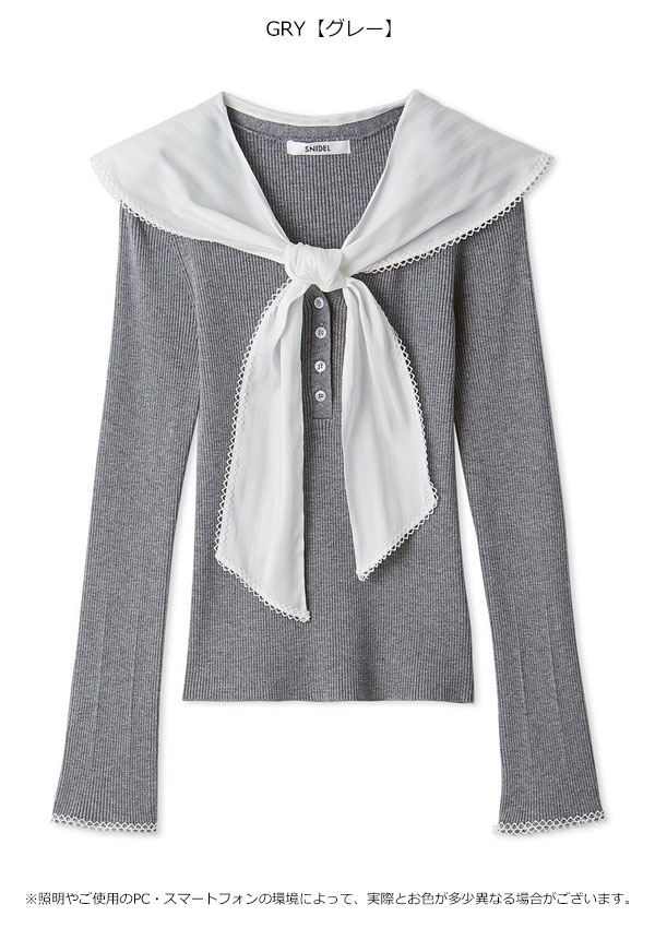 【スプリングセール10%OFF】【即納】スナイデル SNIDEL トップス 26春夏 Sustainableスカーフブラウスドッキングプルオーバー 長袖 2WAY スカーフセット swnt261017