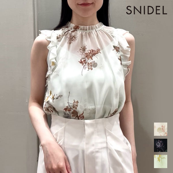  スナイデル SNIDEL トップス 26春夏 フラワープリントノースリブラウス 花柄 ノースリーブ フリル swfb264033