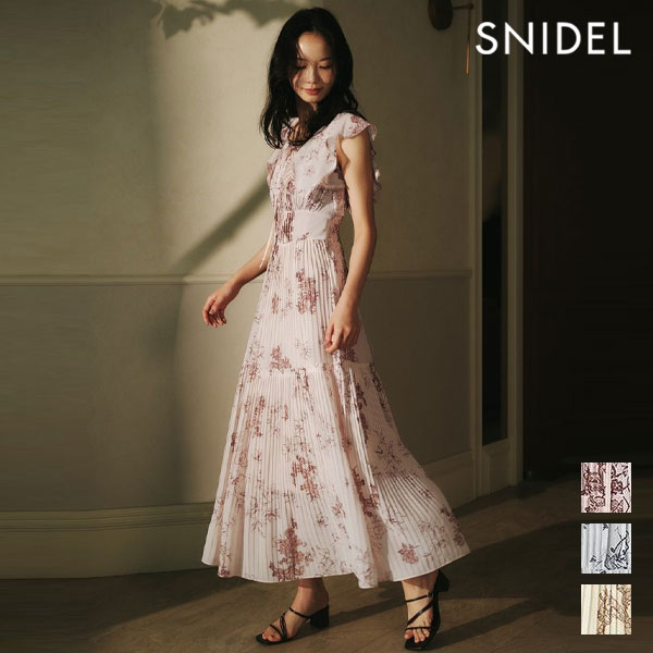 Rakuten - 【即納】スナイデル SNIDEL ワンピース 26春夏 プリーツプリントワンピース ノースリーブ ロング丈 フレア swfo262029