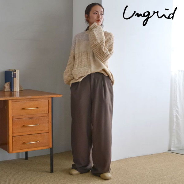 【SPRING SALE50%OFF】 【即納】 アングリッド ungrid 23winter ウール混ルーズタックパンツ ボトムス ロング丈 フルレングス 11236071..