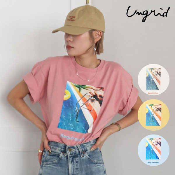 【SPRING SALE10%OFF】【即納】 アングリッド ungrid トップス 24春夏 フォトビッグロゴTee 半袖 Tシャツ ミドル丈 112422723501