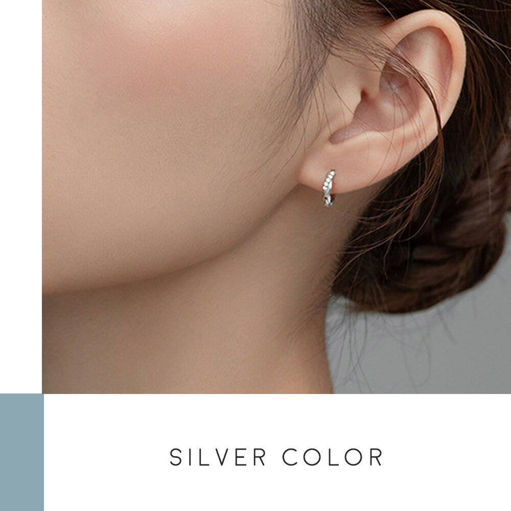 【2時間限定！ 40%OFFクーポン！】 ピアス 金属アレルギー フープピアス ねじれ ストーン ダイヤ リング シンプル シルバー ニッケルフリー 大人 上品 きれいめ 可愛い 人気 トレンド ギフト プレゼント 彼女 レディース 高見え プチプラ SHEIL