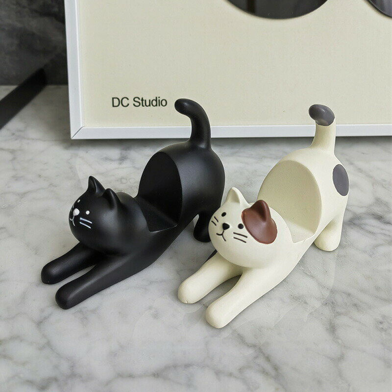 樂天商城 - スマホスタンド ホルダー 猫 ネコ スマートフォン かわいい スマホ スタンド 卓上 動物 飾り おもしろ　おしゃれ　アニマル リアル アンティーク 雑貨 アンティーク風 ブラウン グレー ねこ　猫 キャット キャラクター 置き 卓上 携帯スタンド スマートフォンスタンド