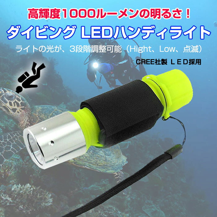 花まんのダイビング LEDハンディライト マリンスポーツ アウトドア 1000ルーメン 高輝度LED 海 夏 ◇ALW-XML-T6 | ハンディライト ハンディーライト ハンドライト ダイビングライト 懐中電灯 ライト 電池式 水中ライト レジャー 照明 あかり ウォーキング 夜間 屋外｜アングル2