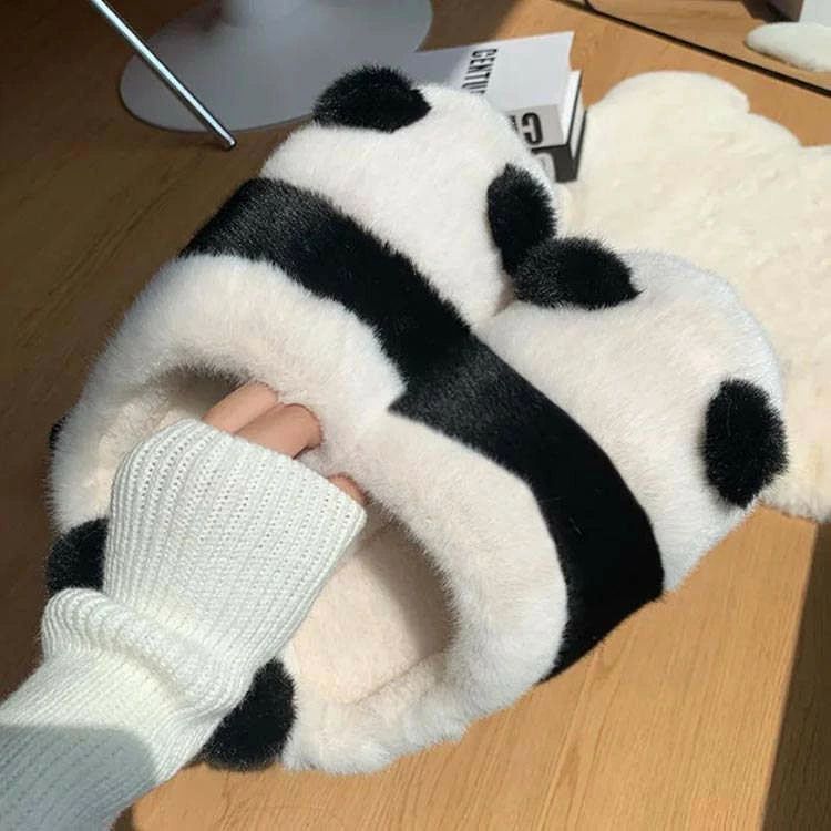 冬 ボア 可愛いパンダ柄 秋 かかとなし スリッパ メンズ 職場 ファーサンダル レディース 靴 室内履き スリッパ 保温 2タイプ 暖かい 防寒 あったか もこもこ ルームシューズ スリッパ ふわふわ あったか 滑り止め 軽量 来客用 事務所 か 2