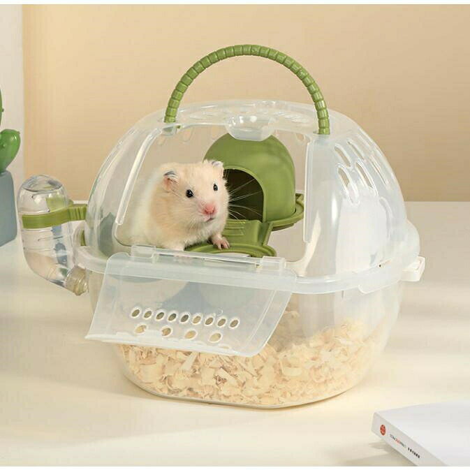 Rakuten - ハムスターハウス ポータブルハムスターケージ 透明プラスチック住宅 小さな動物小屋 小動物用 ハウスフル装備アクセサリー お掃除しやすい