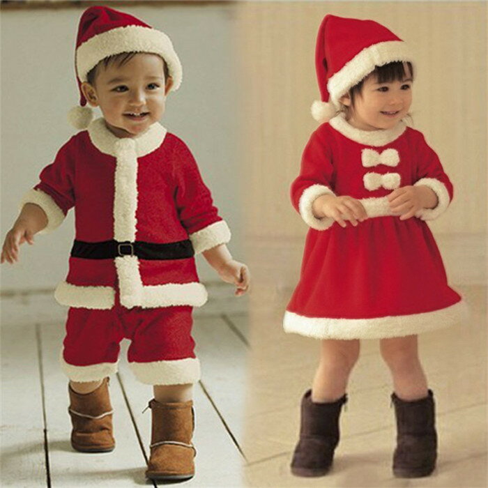 サンタ服 キッズ 子供 幼児 サンタクロース クリスマス コスプレ 男の子 女の子 セット サンタコスプレ 帽子付き ベビー クリスマス衣装 コスチューム 仮装 演出服 パーティー ファミリーパーティー クリスマスプレゼント ギフト プレゼント 贈り物 セットアップのサムネイル