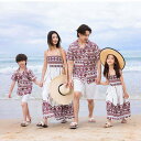 夏 夏服 親子服 家族お揃い 親子ペア 親子ペアルック 親子コーデ メンズ レディース 男の子 女の子 リンクコーデ 親子 セット ペアルック ハワイ アロハシャツ ワンピース 花柄 民族風 総柄 総柄ワンピース パパ ママ キャミソールワンピース ロング丈 ワンピ 袖なし