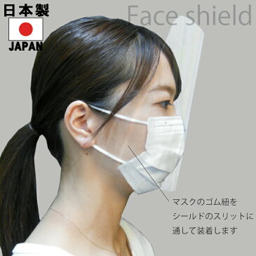 【在庫あり】フェイスシールド日本製大人用高品質目立たないフェイスカバーフェイスガードマスクで装着透明10枚入り感染感染防止感染予防クロネコDM便(メール便)送料無料