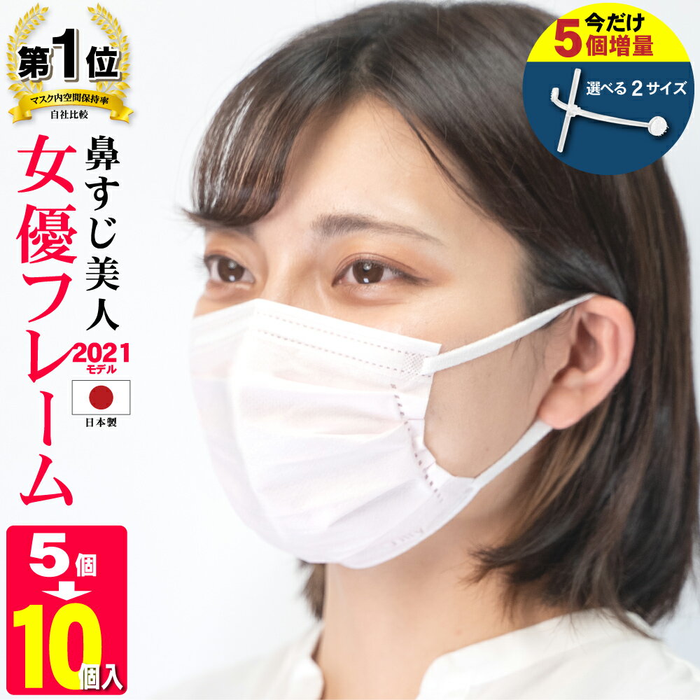 マスクフレーム 日本製 【鼻すじ美人 女優フレーム 5個入】 【 5個増量キャンペーン】選べる2サイズ 日本製 超軽量 取付け簡単 3D 立体構造 洗える 息苦しさ解消 蒸れ防止 マスクサポーター 暑さ対策 マスクフレーム 【今ならマスクサービス】