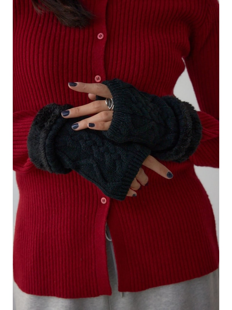 【SALE／30%OFF】ニットハンドウォーマー AZUL BY MOUSSY アズールバイマウジー ファッション雑貨 その他のファッション雑貨 ブラック ベージュ【RBA_E】[Rakuten Fashion]