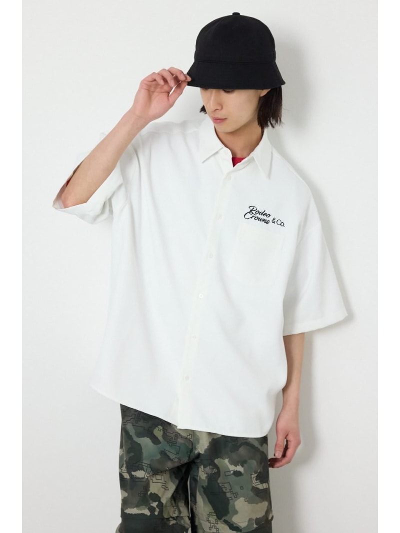 Overlapアップリケシャツ RODEO CROWNS WIDE BOWL ロデオクラウンズワイドボウル トップス シャツ・ブラウス ベージュ ホワイト ブラック【送料無料】[Rakuten Fashion]
