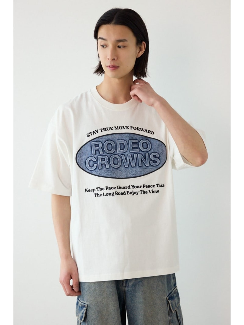 エンボスデニムロゴTシャツ RODEO CROWNS WIDE BOWL ロデオクラウンズワイドボウル トップス カットソー・Tシャツ ホワイト ブラック ピンク【送料無料】[Rakuten Fashion]