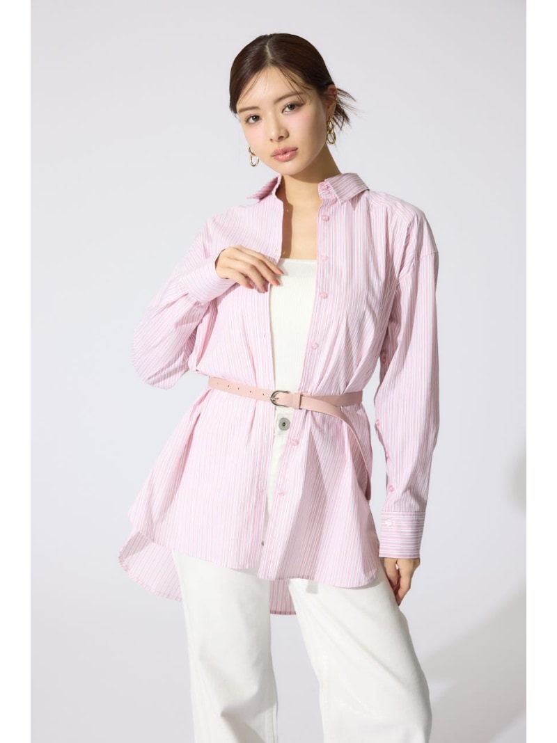 樂天商城 - 【SALE／50%OFF】2WAYベルトセットシャツトップス rienda リエンダ トップス シャツ・ブラウス グレー ピンク【RBA_E】【送料無料】[Rakuten Fashion]