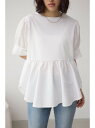 袖カフスペプラムトップス AZUL BY MOUSSY アズールバイマウジー ワンピース・ドレス チュニック ホワイト ブラック ベージュ【送料無料】[Raku...