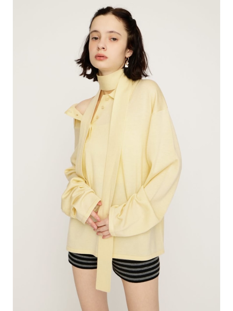 Rakuten - HG KNIT ASYMMETRY トップス SLY スライ トップス ニット イエロー グレー【送料無料】[Rakuten Fashion]