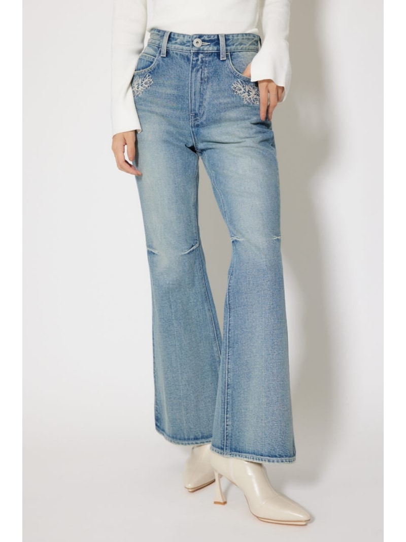 フラワー刺繍ブーツカットデニムパンツ rienda リエンダ パンツ ジーンズ・デニムパンツ【送料無料】[Rakuten Fashion]